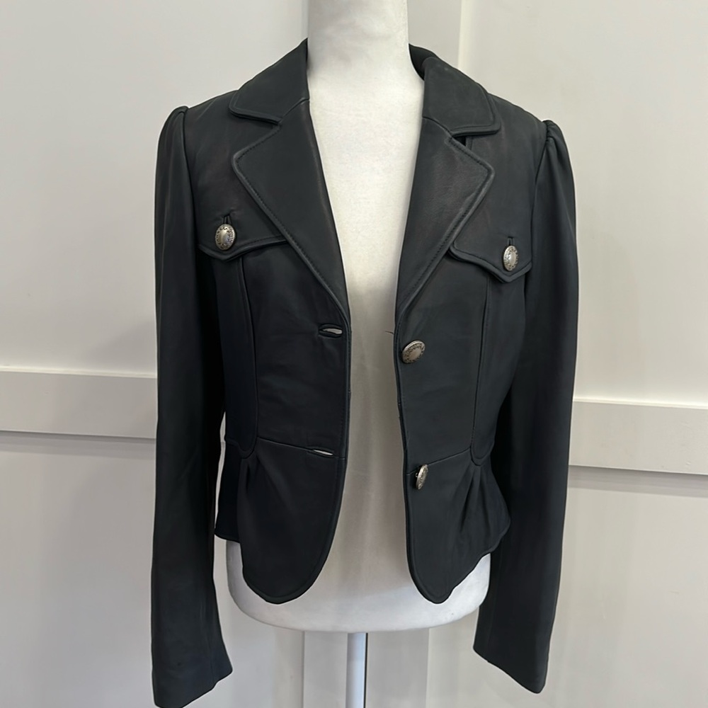 Wilson Genuine Leather Deep Grey Blue Jacket Coat Super Soft Buttery Medium